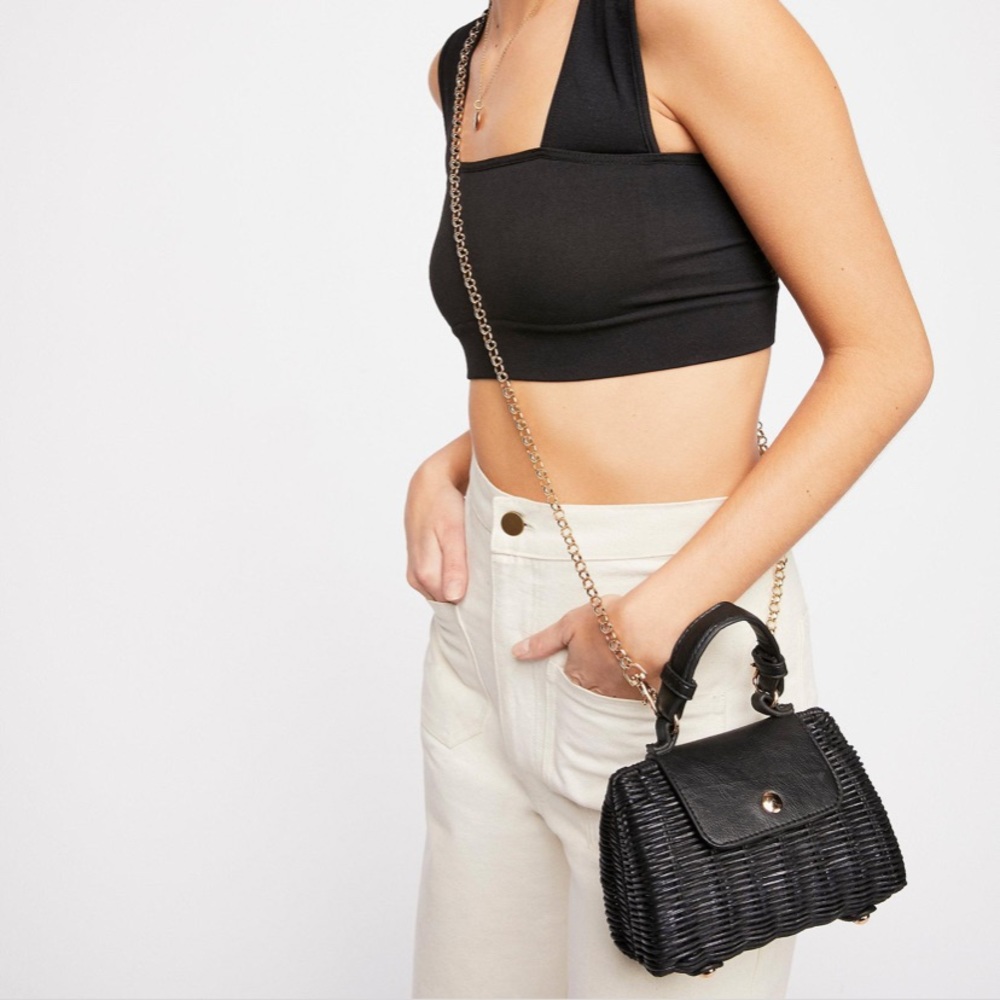 Free People Rattan Black Crossbody